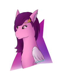 Size: 1552x1936 | Tagged: safe, artist:autumnsfur, pipp petals, pegasus, pony, g5, abstract background, bust, chest fluff, ear fluff, female, mare, portrait, red eyes, red-eyed pipp, signature, solo