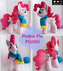 Size: 1369x1531 | Tagged: safe, artist:larsen toys, pinkie pie, earth pony, pony, advertisement, auction open, clothes, irl, photo, plushie, realistic, scarf