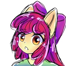 Size: 768x768 | Tagged: safe, artist:namaenonaipony, apple bloom, equestria girls, g4, adorabloom, cute, eye clipping through hair, eyebrows, eyebrows visible through hair, female, pony ears, simple background, solo, white background
