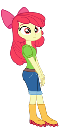 Size: 1246x2214 | Tagged: safe, artist:gmaplay, apple bloom, equestria girls, g4, boots, bow, female, hair bow, rain boots, shoes, simple background, solo, transparent background, vector