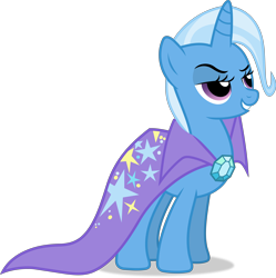 Size: 3980x4000 | Tagged: safe, artist:frownfactory, trixie, pony, unicorn, boast busters, g4, cape, clothes, female, gem, grin, horn, mare, simple background, smiling, smug, solo, teeth, transparent background, trixie's cape, vector