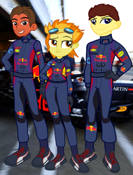 Size: 1589x2094 | Tagged: safe, artist:gmaplay, spitfire, equestria girls, g4, checho perez, equestria girls-ified, max verstappen, red bull formula 1