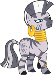 Size: 4313x5998 | Tagged: safe, artist:triox404, zecora, pony, zebra, g4, bracelet, ear piercing, female, jewelry, neck rings, piercing, raised hoof, simple background, solo, transparent background, vector