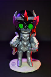 Size: 3000x4512 | Tagged: safe, artist:crosslineanimator, king sombra, g4, armor, chibi, claws, evil smile, figure, glowing eyes, grin, model, polymer clay, smiling, sombra eyes