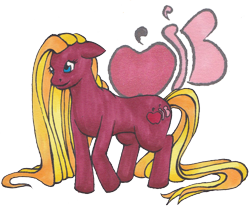 Size: 1754x1493 | Tagged: safe, artist:takara-phoenix, oc, oc only, oc:pacific rose, earth pony, pony, cutie mark, earth pony oc, female, mare, mixed media, offspring, parent:big macintosh, parent:fluttershy, parents:fluttermac, simple background, solo, traditional art, transparent background