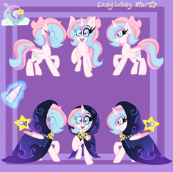 Size: 1280x1274 | Tagged: safe, artist:ladylullabystar, oc, oc only, oc:lullaby star, alicorn, pony, cloak, clothes, female, mare, reference sheet, solo