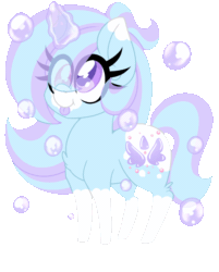 Size: 964x1200 | Tagged: safe, artist:ladylullabystar, oc, oc only, oc:bubble tea, pony, animated, bubble, gif, magic, solo, tongue out