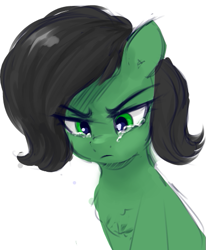 Size: 419x508 | Tagged: safe, artist:some_ponu, oc, oc:anon, oc:filly anon, earth pony, pony, angry, crying, female, filly, simple background, solo, white background