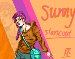 Size: 2100x1660 | Tagged: safe, artist:ktk's sky, sunny starscout, human, g5, bag, clothes, female, jojo's bizarre adventure, solo, zoom layer