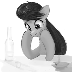 Size: 1263x1266 | Tagged: safe, artist:some_ponu, octavia melody, earth pony, pony, g4, alcohol, cigarette, crying, sad, simple background, solo, white background