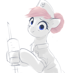 Size: 802x835 | Tagged: safe, artist:some_ponu, nurse redheart, earth pony, pony, g4, female, sketch, solo, syringe