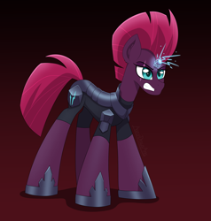 Size: 3800x4000 | Tagged: safe, artist:aarondrawsarts, tempest shadow, pony, unicorn, g4, angry, armor, broken horn, commission, commissioner:reversalmushroom, female, horn, sparking horn