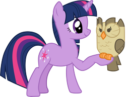 Size: 3896x3000 | Tagged: safe, artist:cloudy glow, owlowiscious, twilight sparkle, bird, owl, pony, unicorn, g4, keep calm and flutter on, .ai available, duo, female, high res, male, mare, simple background, transparent background, unicorn twilight, vector