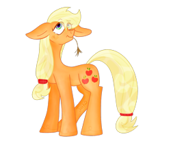 Size: 823x677 | Tagged: safe, artist:php163, part of a set, applejack, earth pony, pony, g4, art, big ears, cute, digital art, female, floppy ears, food, freckles, jackabetes, looking offscreen, mare, missing accessory, signature, simple background, solo, straw in mouth, transparent background, vector, wheat