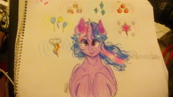 Size: 3264x1840 | Tagged: safe, artist:beyond_inside, twilight sparkle, alicorn, pony, g4, bust, female, horn, mare, signature, solo, traditional art, twilight sparkle (alicorn), wings