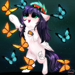 Size: 3394x3391 | Tagged: safe, artist:krissstudios, oc, oc only, oc:elizabeth, butterfly, pegasus, pony, chibi, female, high res, mare, solo