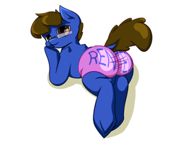 Size: 8080x6600 | Tagged: safe, artist:bonkieblues, artist:khaki-cap, oc, oc only, oc:bonkieblus, earth pony, pony, absurd resolution, butt, clothes, commission, dock, eyebrows, eyebrows visible through hair, glasses, large butt, looking at you, looking back, looking back at you, male, plot, raised tail, rear view, sexy, shorts, simple background, smiling, solo, sports shorts, stallion, tail, text, the ass was fat, tight shorts, transparent background, underhoof, ych result