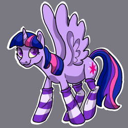 Size: 1080x1080 | Tagged: safe, artist:shaslan, twilight sparkle, alicorn, pony, g4, clothes, socks, solo, striped socks, twilight sparkle (alicorn)