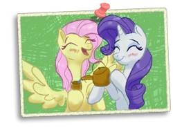 Size: 1280x947 | Tagged: safe, artist:shaslan, fluttershy, rarity, pegasus, pony, unicorn, g4, food, tea, teapot