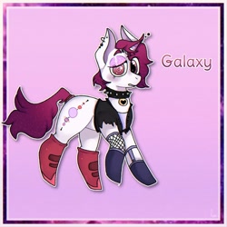 Size: 1080x1080 | Tagged: safe, alternate version, artist:_meli.exe1388_, oc, oc only, pony, unicorn, clothes, collar, colored, horn, raised hoof, solo, spiked collar, unicorn oc