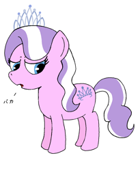 Size: 900x1100 | Tagged: safe, artist:nordicllama, diamond tiara, earth pony, pony, g4, female, filly, japanese, simple background, solo