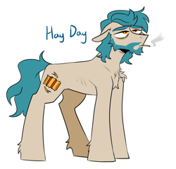 Size: 988x947 | Tagged: safe, artist:redxbacon, oc, oc only, oc:hay day, earth pony, pony, cigarette, smoking, solo