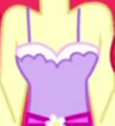 Size: 1920x2101 | Tagged: safe, screencap, apple bloom, a photo booth story, equestria girls, g4, my little pony equestria girls: summertime shorts, boobshot, breasts, clothes, cropped, dress, fall formal outfits, pictures of chests, sleeveless