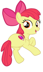 Size: 717x1202 | Tagged: safe, artist:gmaplay, apple bloom, earth pony, pony, g4, bloom butt, bow, butt, female, hair bow, looking at you, looking back, looking back at you, open mouth, out of context, plot, simple background, solo, transparent background