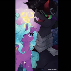 Size: 1080x1082 | Tagged: safe, artist:reallycoykoifish, idw, king sombra, radiant hope, crystal pony, umbrum, g4