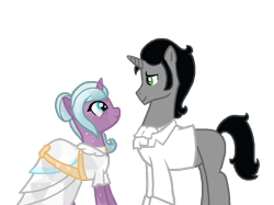 Size: 1024x765 | Tagged: safe, artist:eeveewhite97, idw, king sombra, radiant hope, pony, unicorn, g4, clothes, dress, duo, female, male, marriage, reformed sombra, ship:hopebra, shipping, straight, wedding, wedding dress