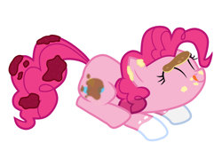 Size: 2200x1500 | Tagged: safe, artist:lightning_musicwave_safe, pinkie pie, earth pony, pony, g4, cute, dirty, eyes closed, food, head up, messy eating, solo, tongue out