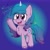 Size: 3148x3148 | Tagged: safe, artist:silvatwiliqular, izzy moonbow, pony, unicorn, g5, abstract background, bracelet, chest fluff, female, high res, jewelry, looking at you, mare, open mouth, raised hoof, solo, stars, text, unshorn fetlocks