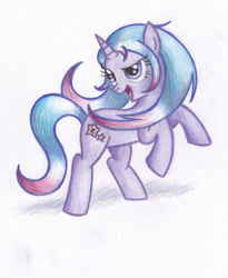 Size: 881x1076 | Tagged: safe, artist:miyukikyki, oc, oc only, pony, unicorn, colored pencil drawing, ponysona, simple background, solo, traditional art, white background