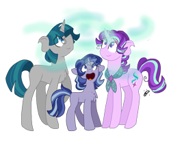 Size: 2100x1772 | Tagged: safe, artist:gallantserver, starlight glimmer, stygian, oc, oc:artemis (gallantserver), pony, unicorn, g4, concave belly, female, filly, male, mare, offspring, shipping, simple background, straight, styglimmer, transparent background