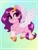 Size: 3000x4000 | Tagged: safe, artist:annakitsun3, pipp petals, pegasus, pony, g5, abstract background, adorapipp, chest fluff, cute, female, grin, high res, looking at you, mare, red eyes, red-eyed pipp, smiling, solo, spread wings, teeth, unshorn fetlocks, wings