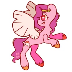 Size: 2000x2000 | Tagged: safe, artist:cocopudu, pipp petals, pegasus, pony, g5, :p, concave belly, female, high res, looking back, mare, red eyes, red-eyed pipp, simple background, skinny pipp, slender, solo, spread wings, thin, tongue out, unshorn fetlocks, white background, white pupils, wings
