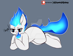 Size: 1280x980 | Tagged: safe, artist:cosmiclitgalaxy, oc, oc only, oc:death light, pony, deviantart watermark, mane of fire, obtrusive watermark, sketch commission, solo, watermark