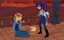 Size: 8000x4990 | Tagged: safe, artist:jadeharmony, sci-twi, sunset shimmer, twilight sparkle, mermaid, fanfic:sunset shimmer discovers her feet, equestria girls, g4, clothes, crossover, cute, dress, duo, duo female, fanfic art, female, lesbian, marriage, mermaidized, shimmerbetes, ship:sci-twishimmer, ship:sunsetsparkle, shipper on deck, shipping, shipping fuel, shocked, shocked expression, species swap, the little mermaid, transformation, wedding, wedding dress