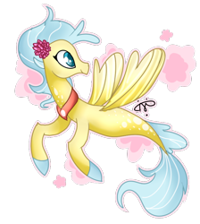 Size: 700x782 | Tagged: safe, artist:gallantserver, princess skystar, seapony (g4), g4, my little pony: the movie, blue eyes, dorsal fin, female, fin wings, fins, fish tail, flower, flower in hair, flowing mane, flowing tail, jewelry, necklace, pearl, pearl necklace, signature, simple background, smiling, solo, tail, transparent background, wings