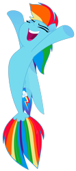 Size: 1632x3672 | Tagged: safe, artist:greenmachine987, rainbow dash, pegasus, pony, seapony (g4), g4, my little pony: the movie, dorsal fin, eyes closed, female, fin wings, fish tail, flowing mane, flowing tail, looking up, open mouth, seaponified, seapony rainbow dash, signature, simple background, smiling, solo, species swap, tail, transparent background, vector, wings