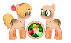 Size: 1024x620 | Tagged: safe, artist:moonbeamhamato, applejack, earth pony, pony, g4, alternative cutie mark placement, jewelry, necklace, redesign, simple background, solo, transparent background