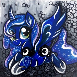 Size: 1920x1936 | Tagged: safe, artist:annuthecatgirl, princess luna, pony, g4, painting, solo, traditional art