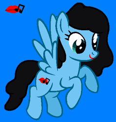 Size: 407x427 | Tagged: safe, artist:diamondbellefan25, pegasus, pony, blue background, female, flying, hooves, hooves up, katy perry, katy pony, lips, mare, note, ponified, ponified celebrity, simple background, solo