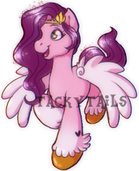 Size: 596x735 | Tagged: safe, artist:tackytails, pipp petals, pegasus, pony, g5, female, mare, open mouth, raised hoof, red eyes, red-eyed pipp, simple background, solo, spread wings, text, transparent background, unshorn fetlocks, watermark, wings