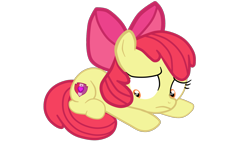 Size: 1920x1080 | Tagged: safe, artist:gmaplay, apple bloom, earth pony, pony, g4, bow, female, hair bow, looking back, lying down, prone, simple background, solo, transparent background, vector