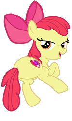 Size: 717x1202 | Tagged: safe, artist:gmaplay, apple bloom, earth pony, pony, g4, apple bloom's bow, bedroom eyes, bloom butt, bow, butt, female, filly, foal, full body, hair bow, hooves, looking at you, looking back, looking back at you, open mouth, open smile, orange eyes, out of context, plot, red mane, red tail, simple background, smiling, solo, tail, transparent background, vector