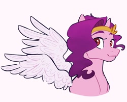 Size: 1000x800 | Tagged: safe, artist:roradye, pipp petals, pegasus, pony, g5, adorapipp, bust, cute, female, looking at you, mare, portrait, red eyes, red-eyed pipp, simple background, solo, white background, wings
