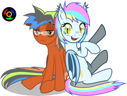 Size: 2656x1992 | Tagged: safe, artist:kyoshyu, oc, oc:bucolique, oc:eclaircie clearing, bat pony, pegasus, pony, female, glasses, male, mare, simple background, stallion, transparent background, vector