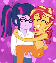Size: 1172x1306 | Tagged: safe, artist:jadeharmony, artist:yaya54320bases, sci-twi, sunset shimmer, twilight sparkle, mermaid, fanfic:sunset shimmer discovers her feet, equestria girls, g4, base used, belly button, bra, bridal carry, carrying, crossover, cute, cutie mark, cutie mark on human, duo, duo female, duo focus, eyes closed, fanfic, fanfic art, female, grin, holding, holding each other, hug, huggable, lesbian, mermaid lovers, mermaid tail, mermaidized, romance, romantic, seashell, seashell bra, shimmerbetes, ship:sci-twishimmer, ship:sunsetsparkle, shipping, smiling, species swap, the little mermaid
