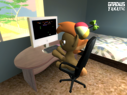 Size: 2048x1536 | Tagged: safe, artist:gradiusfanatic, button mash, earth pony, pony, g4, 3d, galaxian, gmod, male, nintendo entertainment system, playing, solo